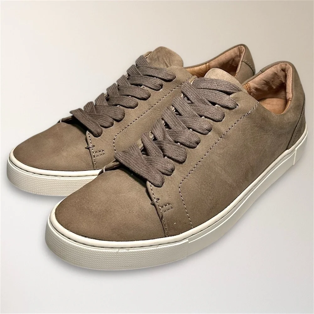 Frye Womens 9 Taupe Nubuck Leather‎ Sneakers Lace Up Casual Minimalist Street